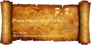 Passinger Klára névjegykártya